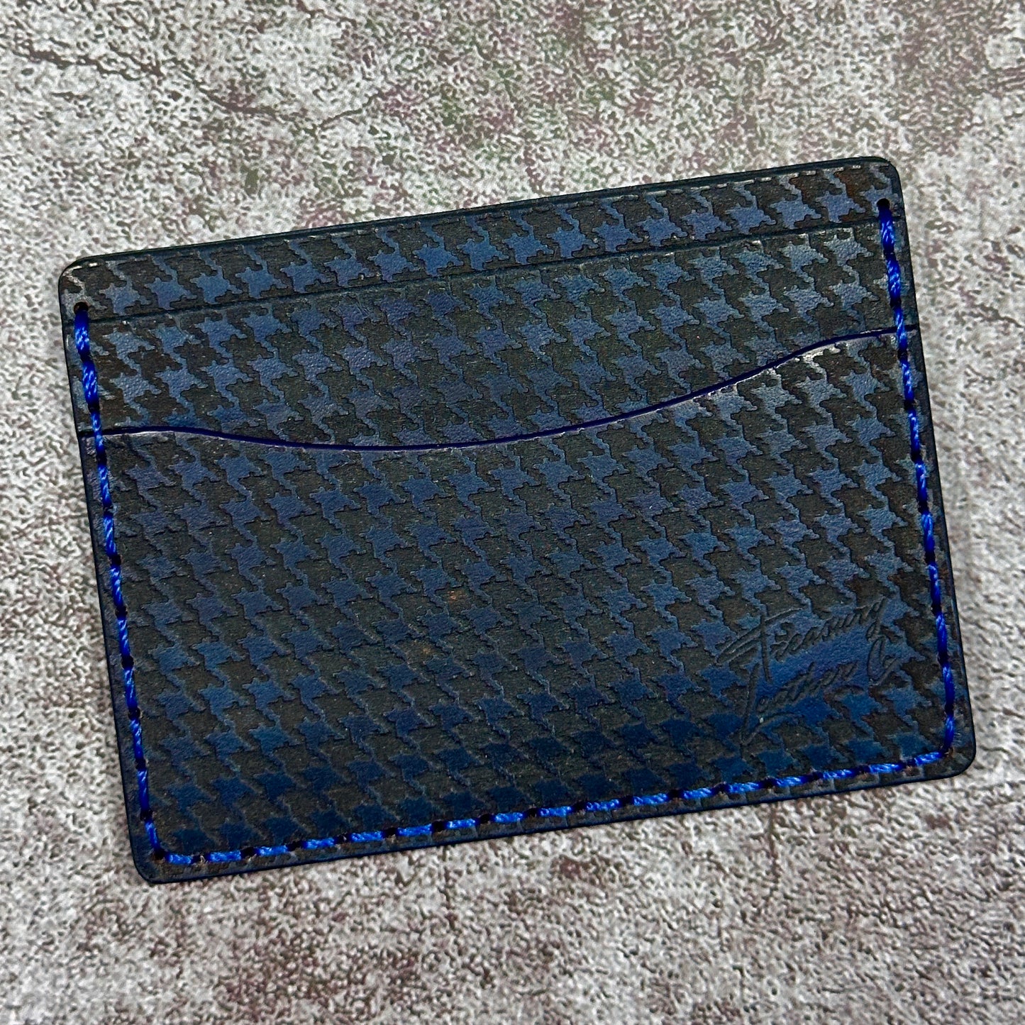 5 Pocket Wallet | RFID Protected | Card & Cash Holder | Houndtooth | Blue