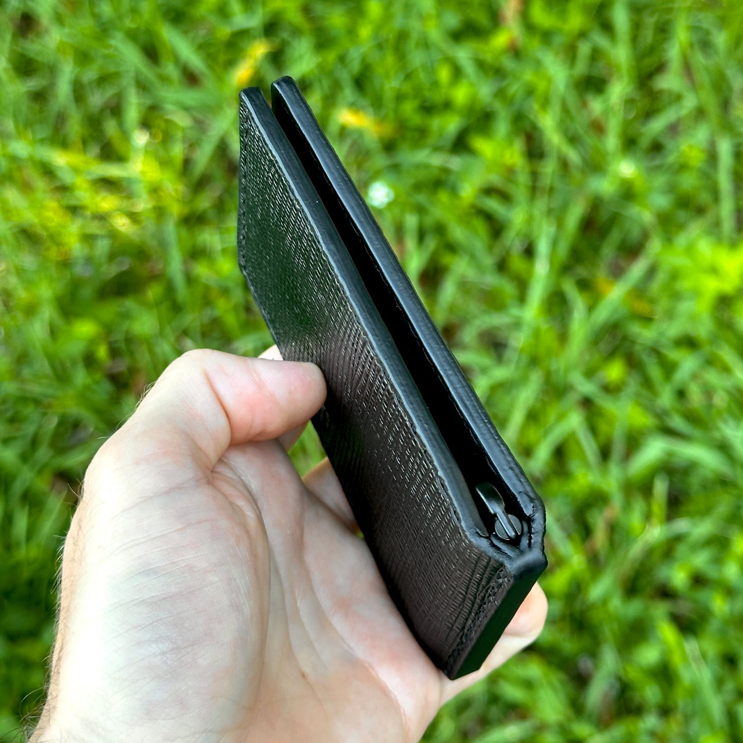 Money Clip Bifold Wallet | Black Deggermann Crosshatch | RFID Protected