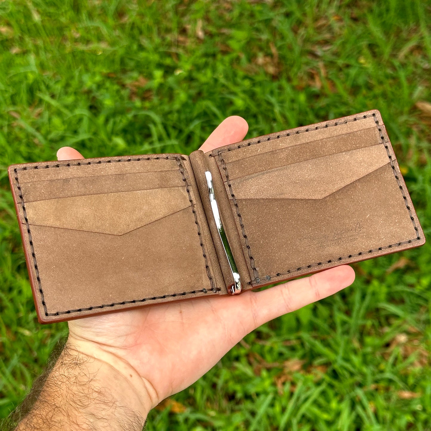 Money Clip Bifold Wallet | Brown Nubuck | RFID Protected