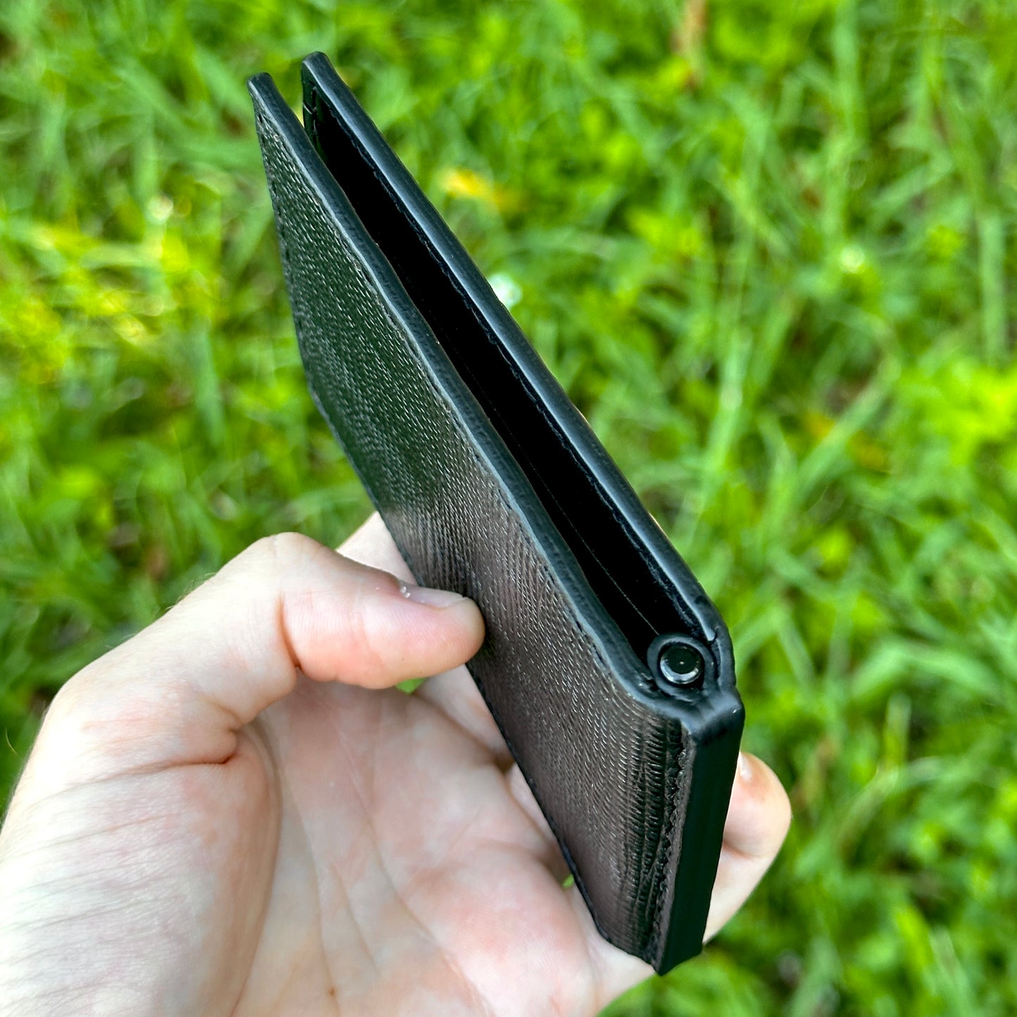Money Clip Bifold Wallet | Black Deggermann Crosshatch | RFID Protected