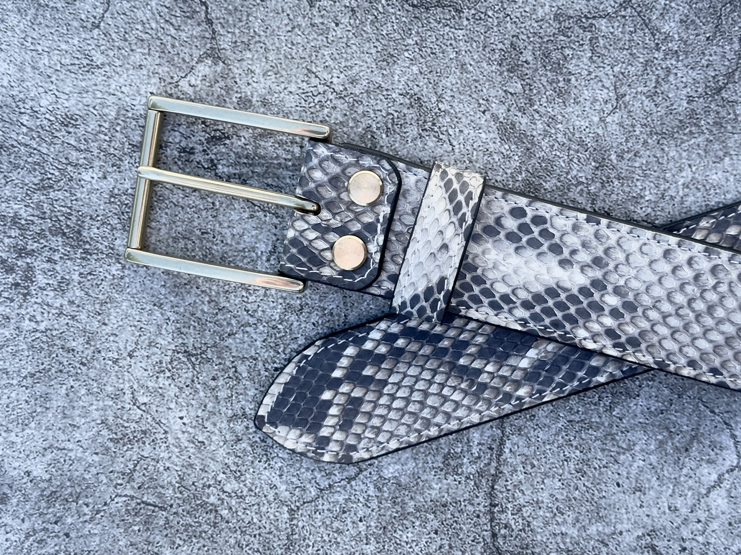 Natural Python Leather Belt 1.5" (Brass)