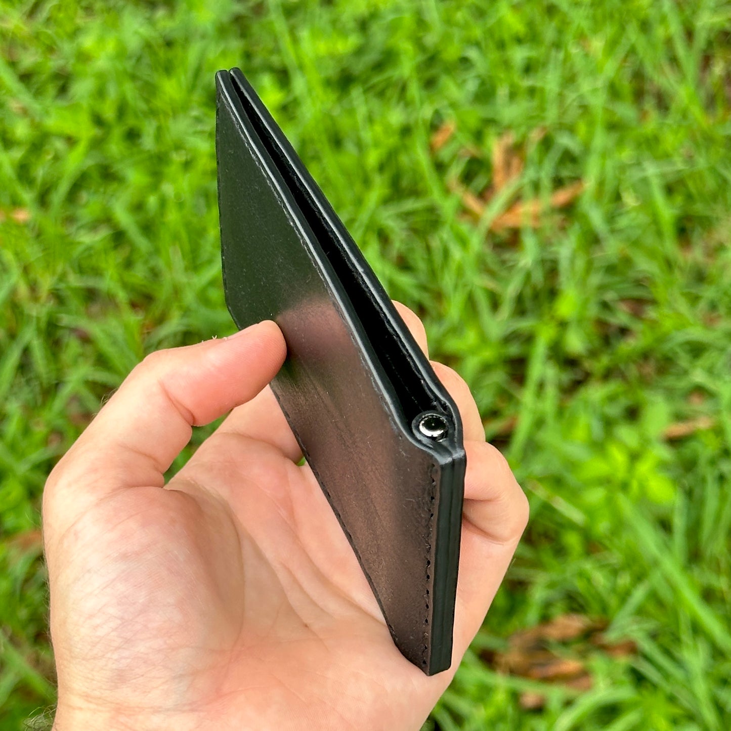 Money Clip Bifold Wallet | Black Horween CXL | RFID Protected