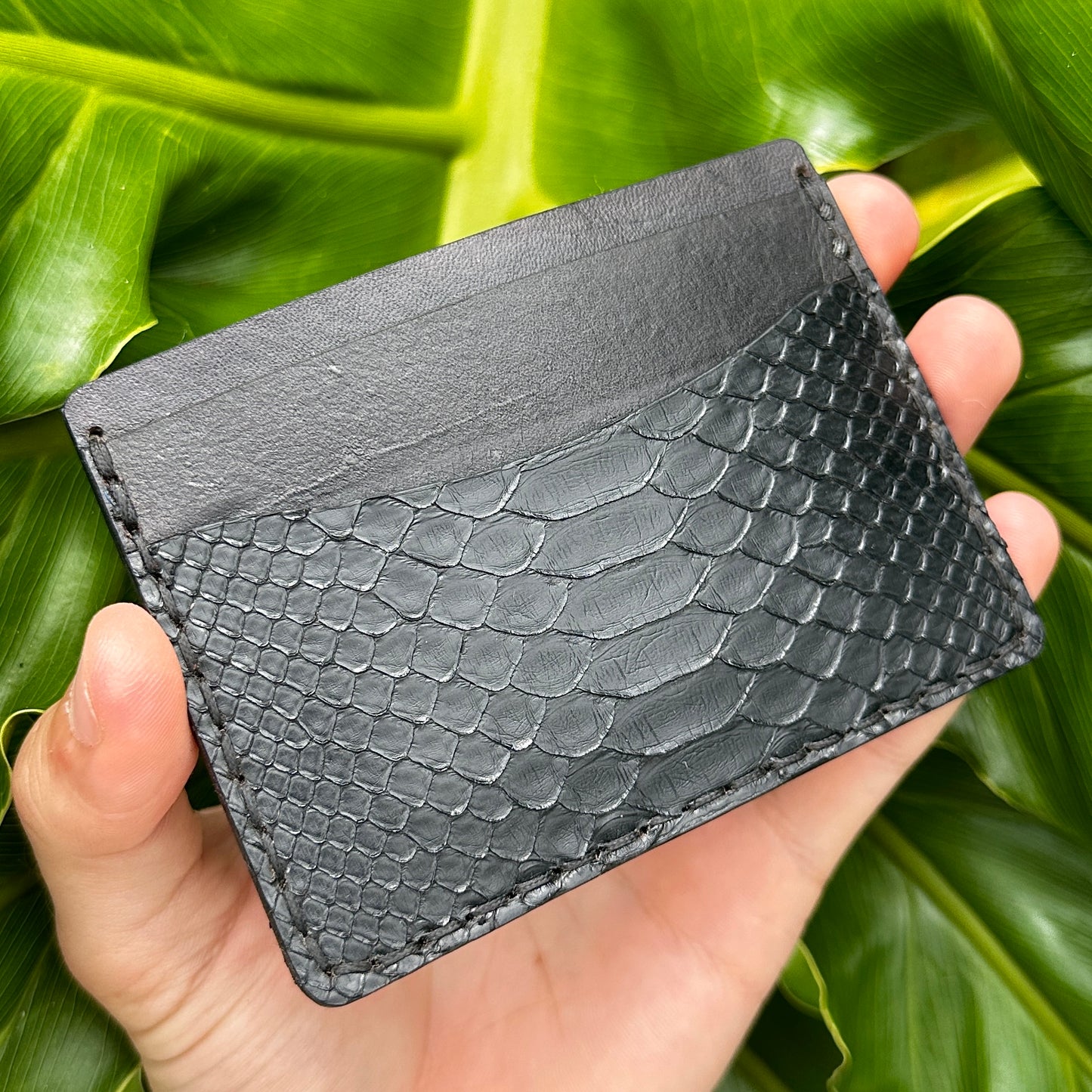 5 Pocket Wallet Python Snake Skin Wallet | RFID |Card & Cash Holder | Black