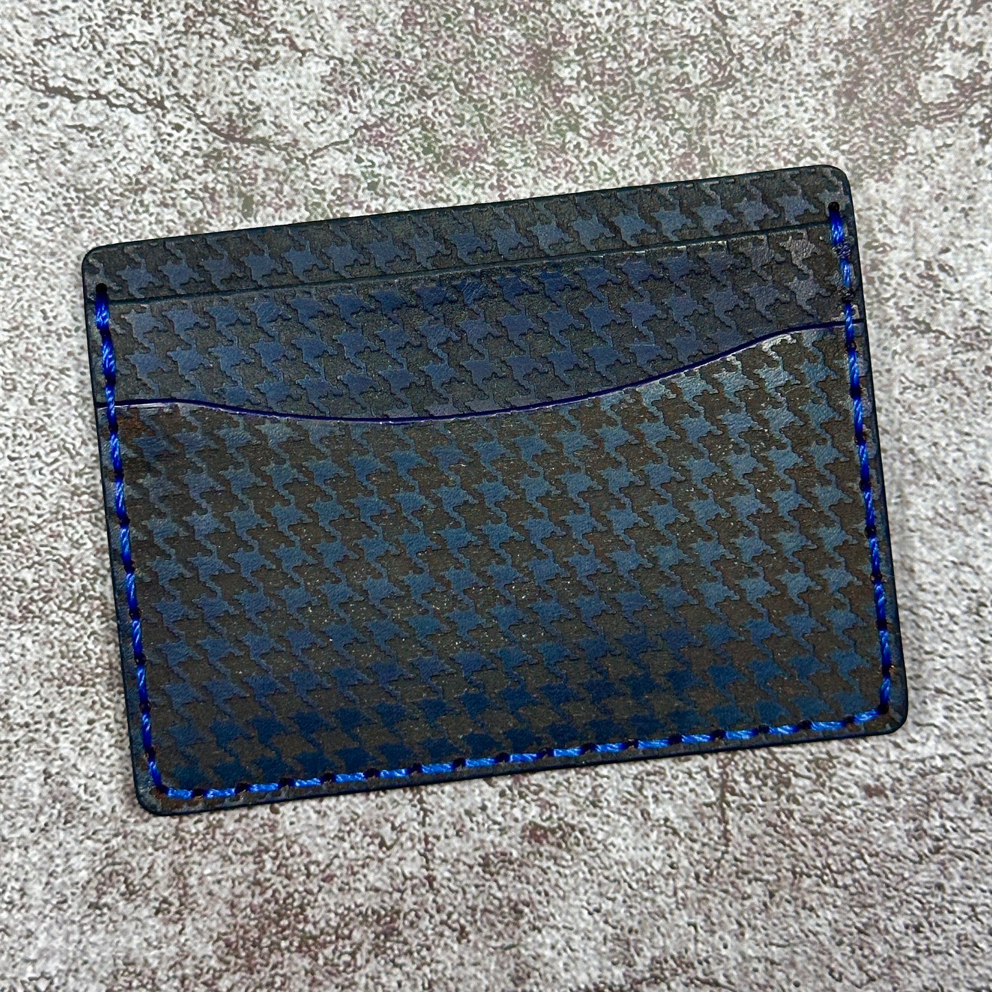 5 Pocket Wallet | RFID Protected | Card & Cash Holder | Houndtooth | Blue