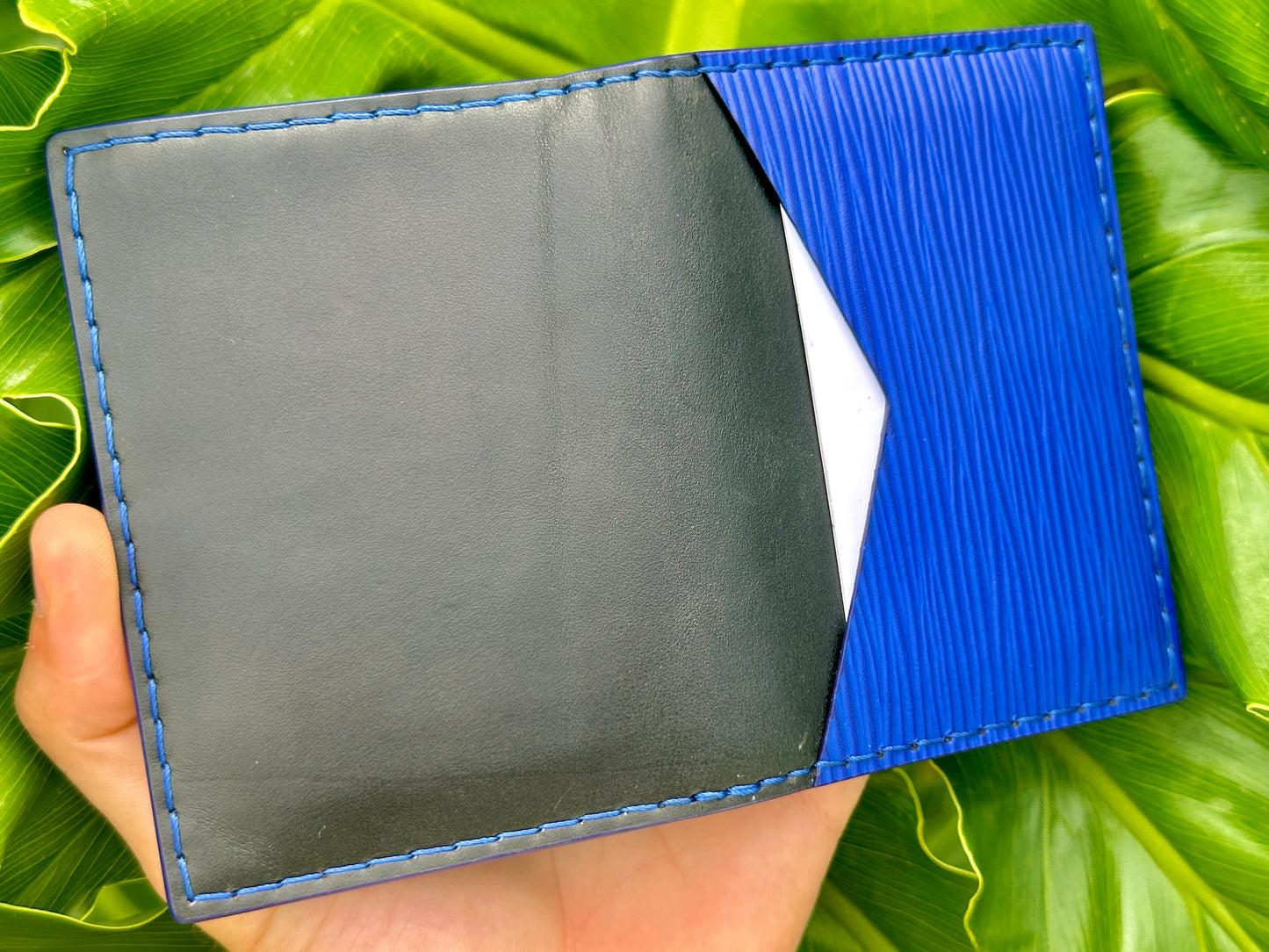 Pocket Organizer 9 Pocket Bifold Wallet | Black Blue Epi | RFID Protected