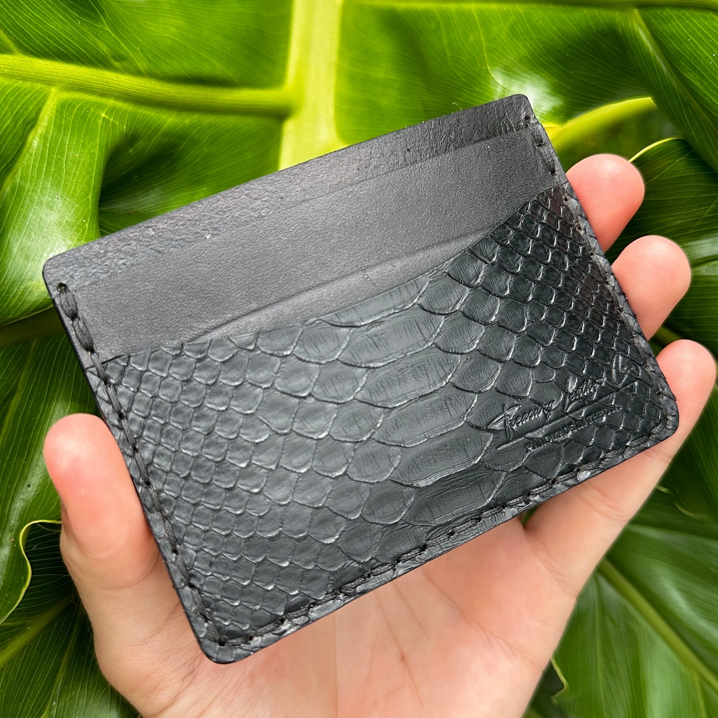 5 Pocket Wallet Python Snake Skin Wallet | RFID |Card & Cash Holder | Black