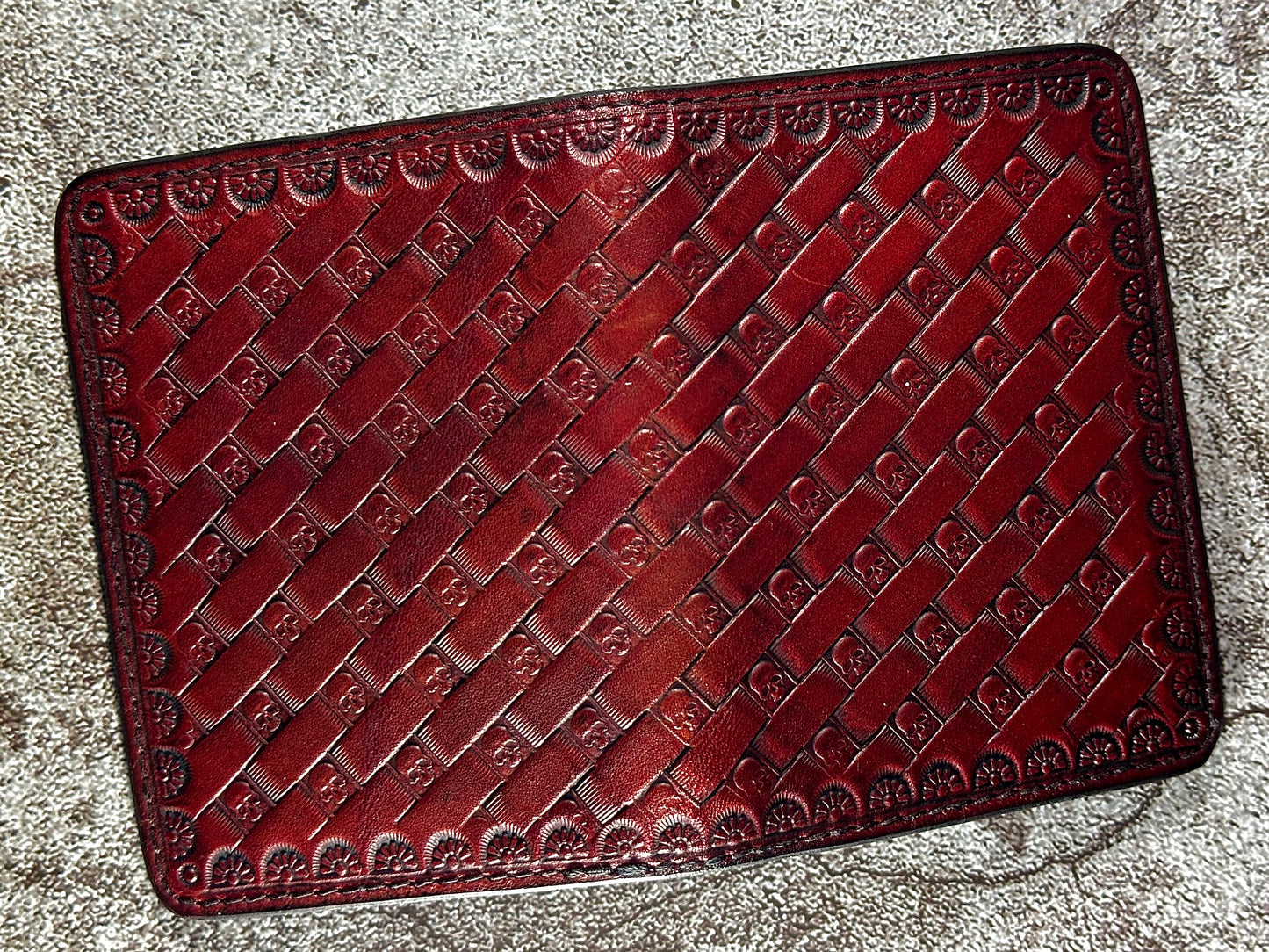 The "Classic" 5 Pocket ID Bifold | Cherry Red & Black | Skull Weave | Card & Cash Holder