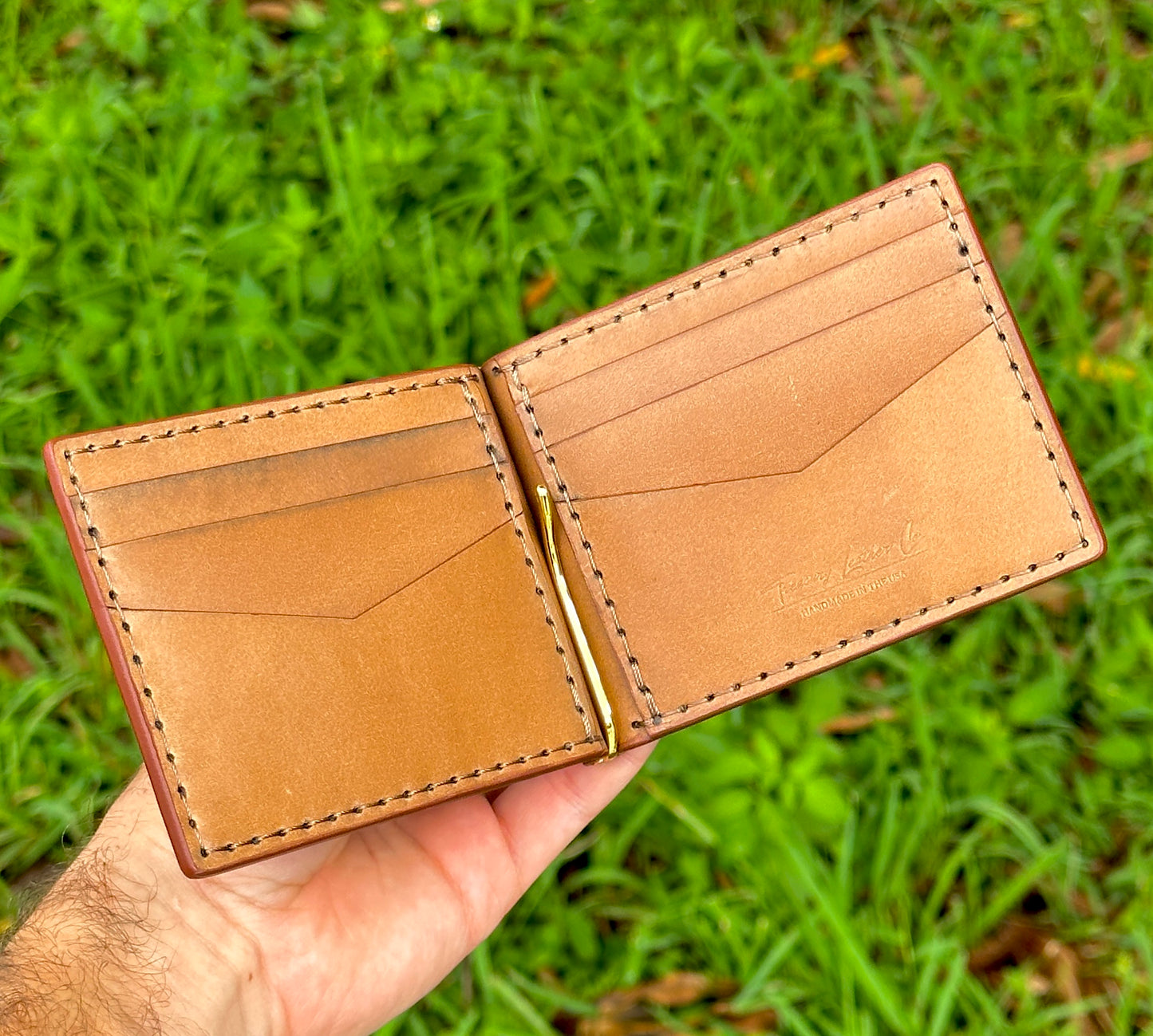 Money Clip Bifold Wallet | Cinnamon Horween | RFID Protected