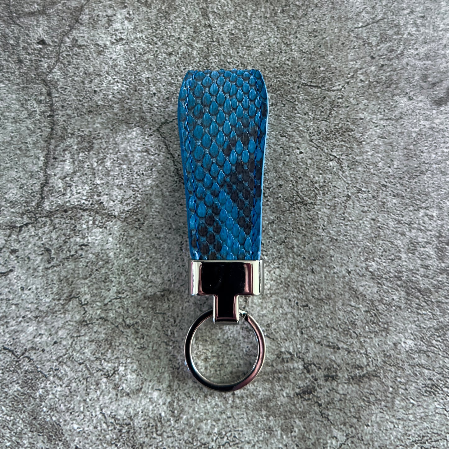 Sky Blue Python Leather Belt 1.5" (Polished Brass)