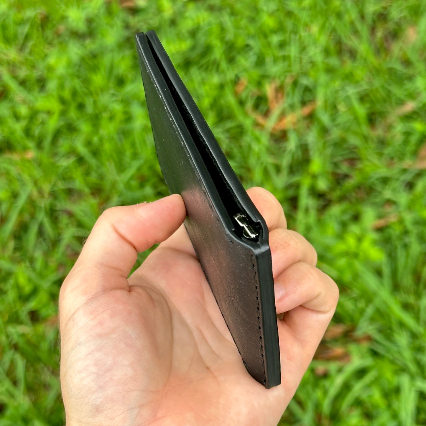 Money Clip Bifold Wallet | Black Horween CXL | RFID Protected