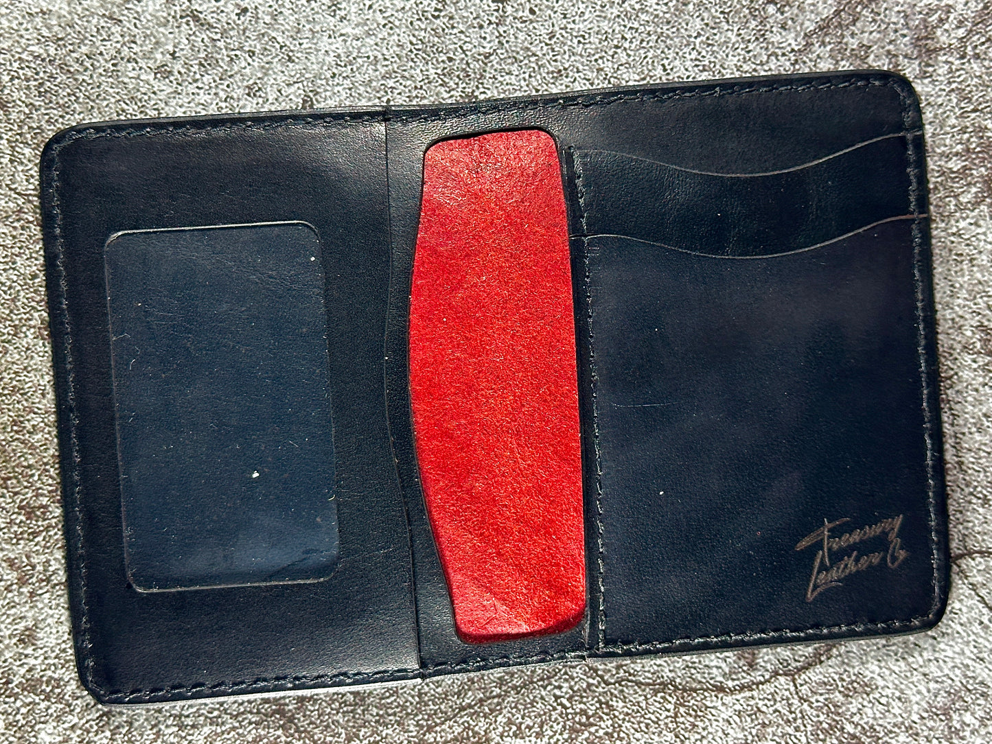 The "Classic" 5 Pocket ID Bifold | Cherry Red & Black | Skull Weave | Card & Cash Holder