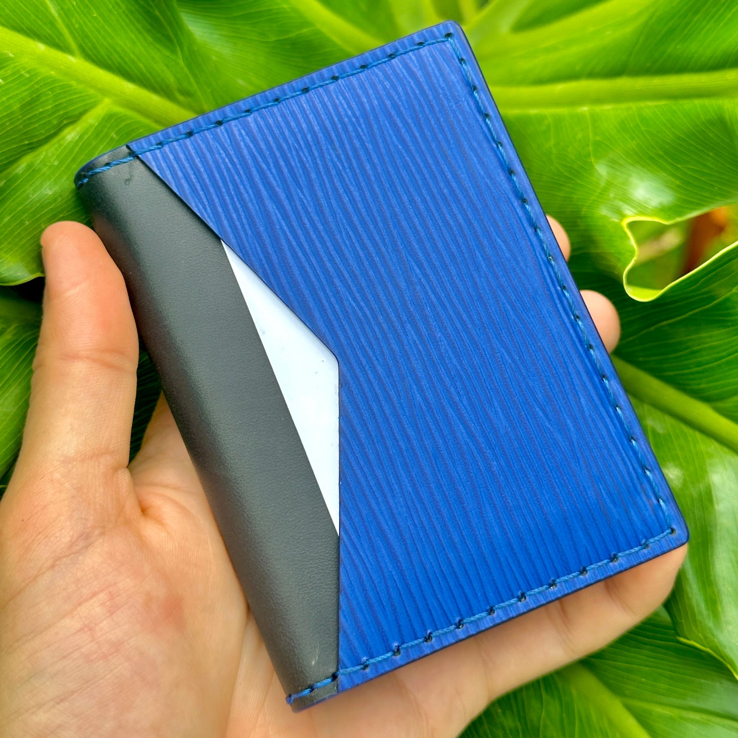 Pocket Organizer 9 Pocket Bifold Wallet | Black Blue Epi | RFID Protected