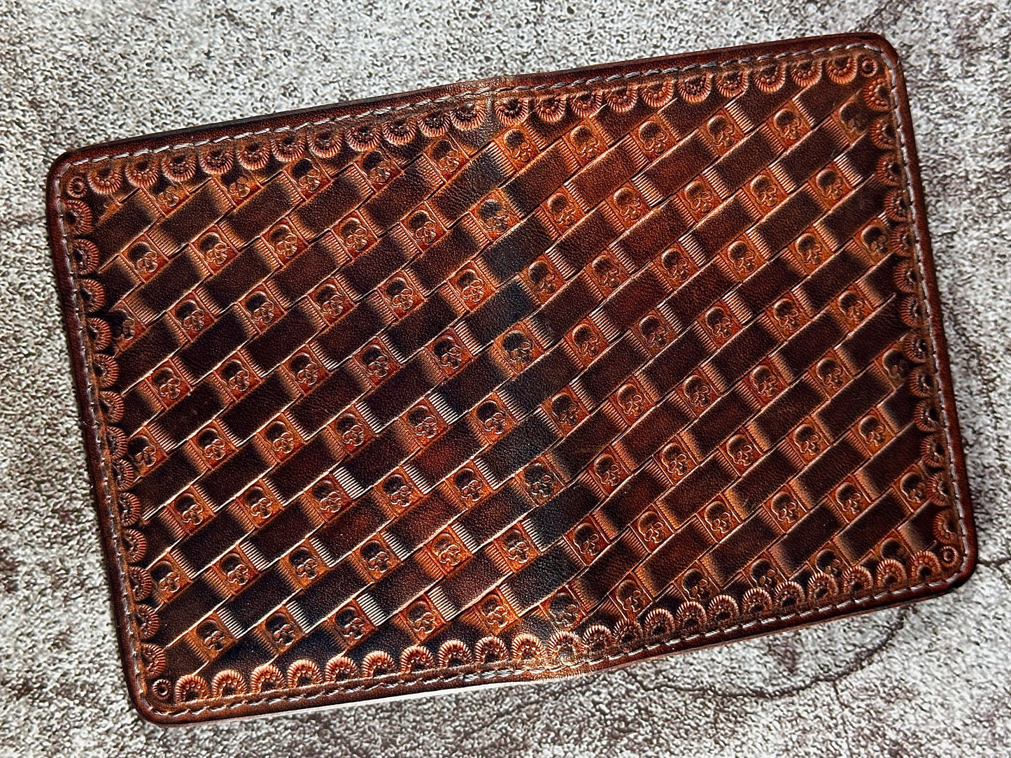 The "Classic" 5 Pocket ID Bifold | Antique Black | Skull Weave | Card & Cash Holder