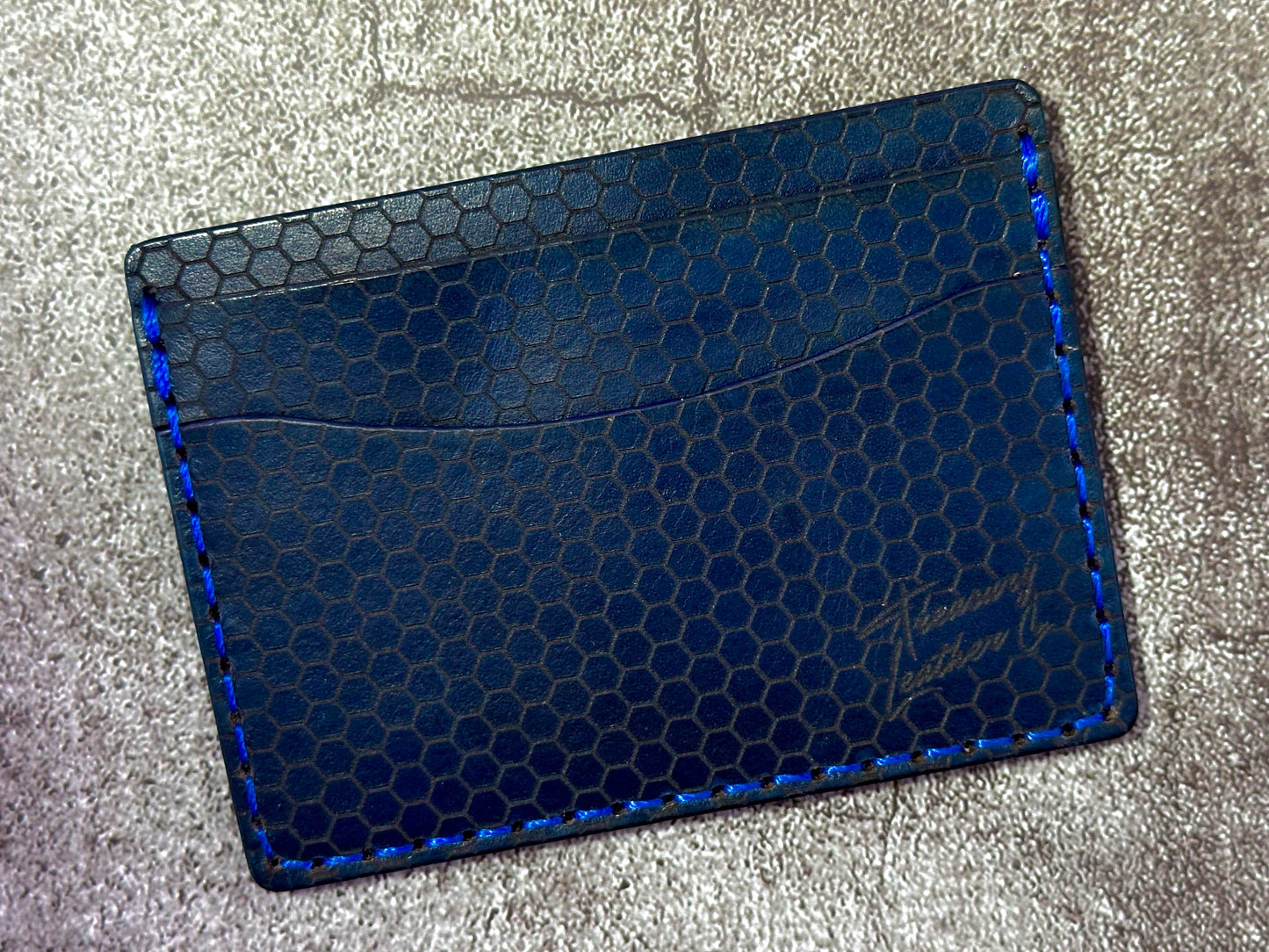 5 Pocket Wallet | RFID Protected | Card & Cash Holder | Honeycomb | Blue