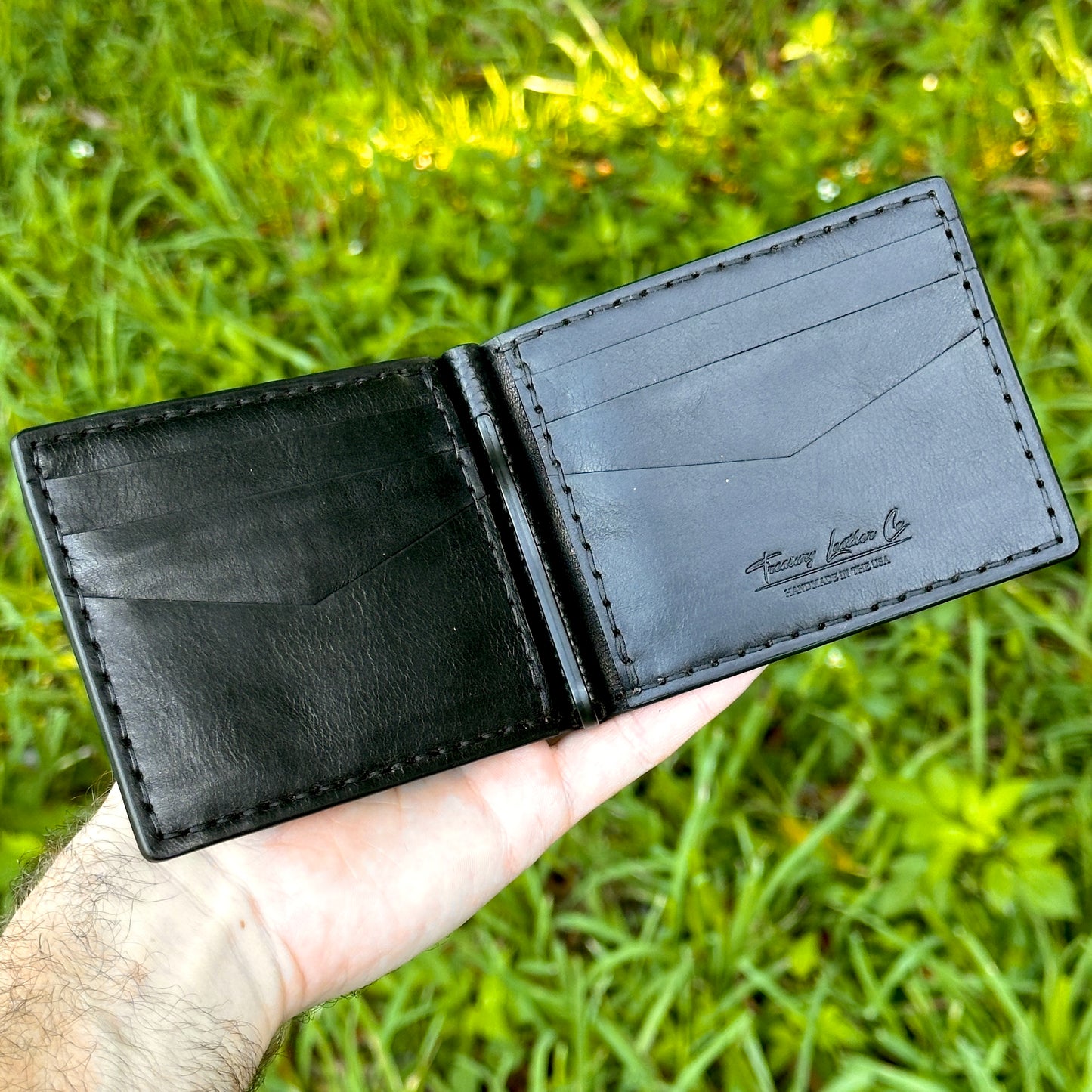 Money Clip Bifold Wallet | Black Horween CXL | RFID Protected