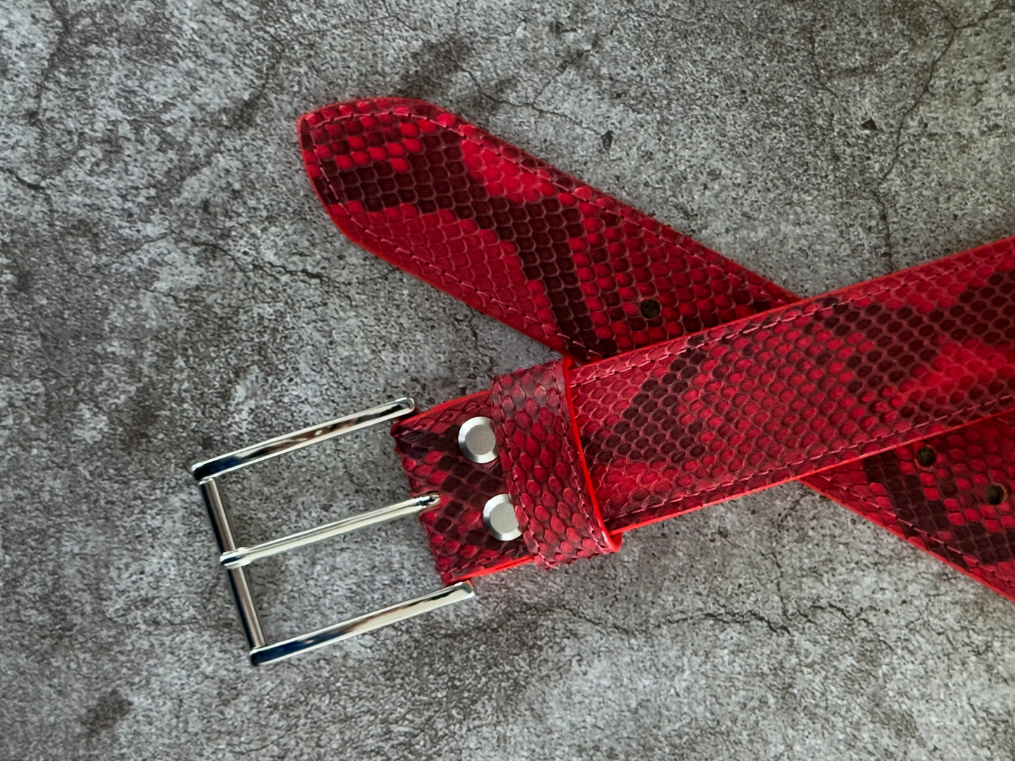 Red Python Leather Belt 1.5" (Polished Nickel)
