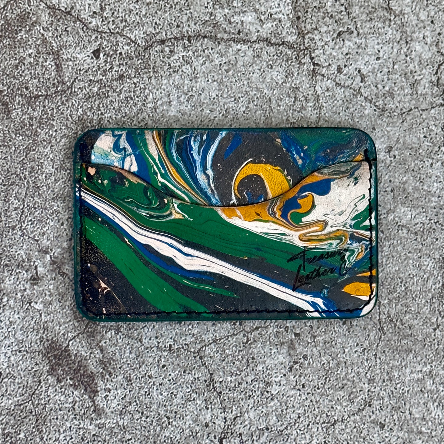 The "Minimalist" Card Holder Marble | Green Yellow Blue Black |