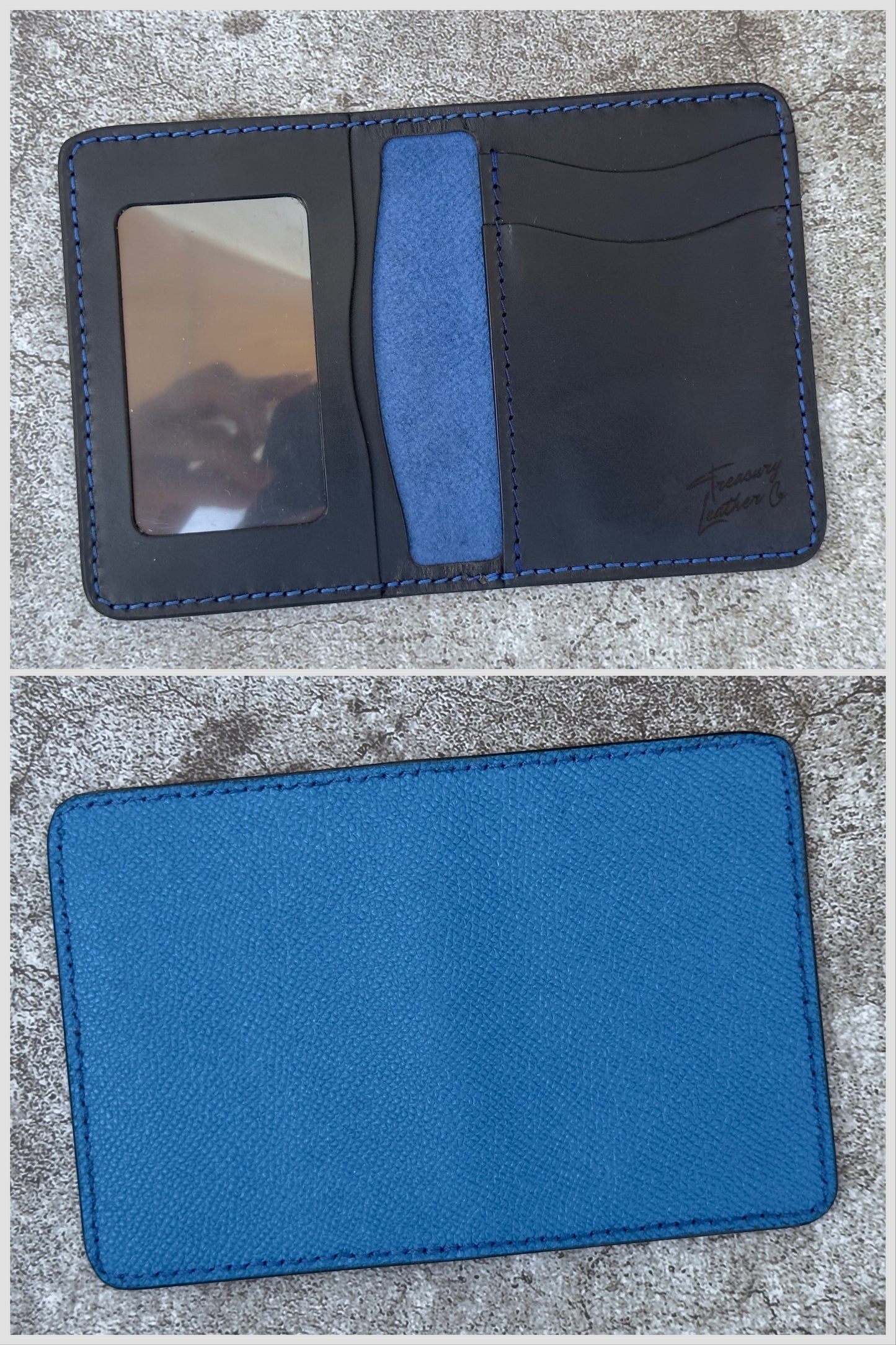The "Classic" 5 Pocket ID Bifold | Black Blue | Card & Cash Holder