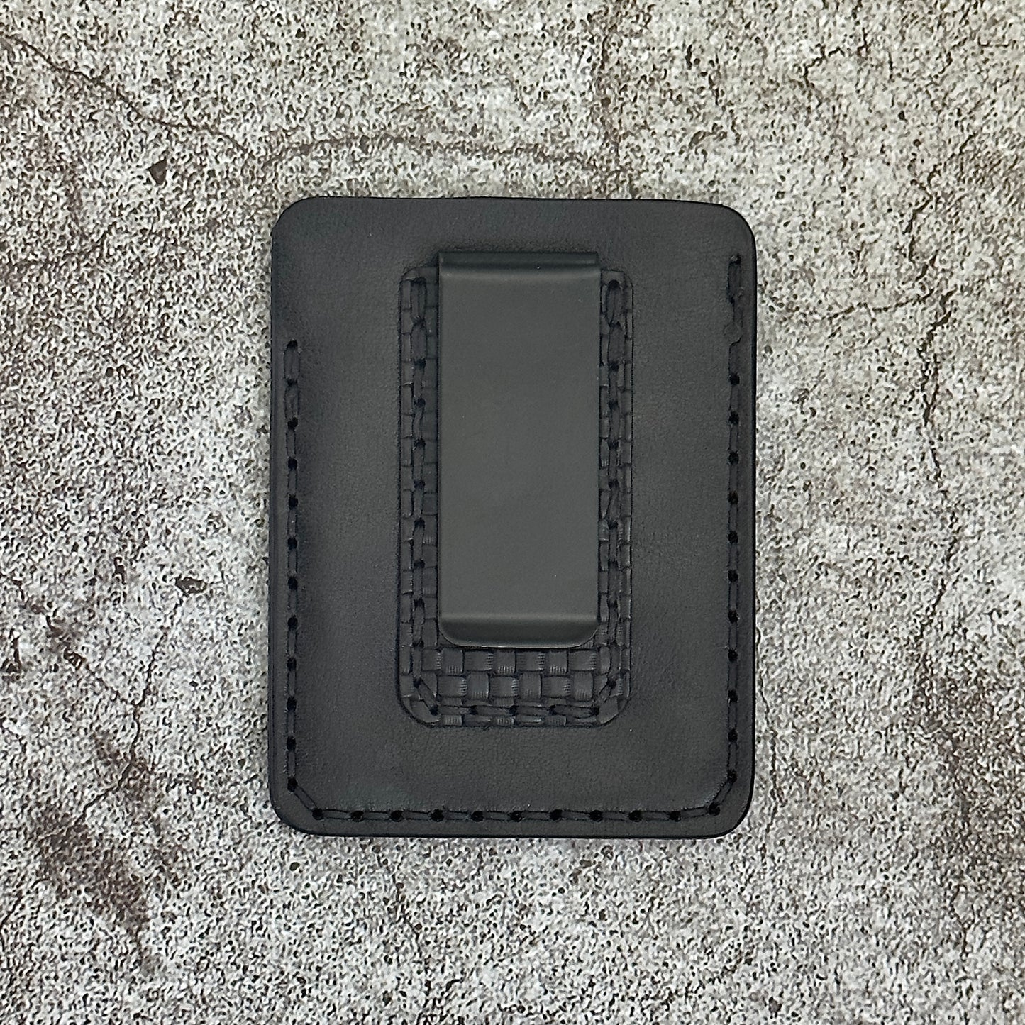 The "Clip" Card Holder & Money Clip Weave Pattern | Black |