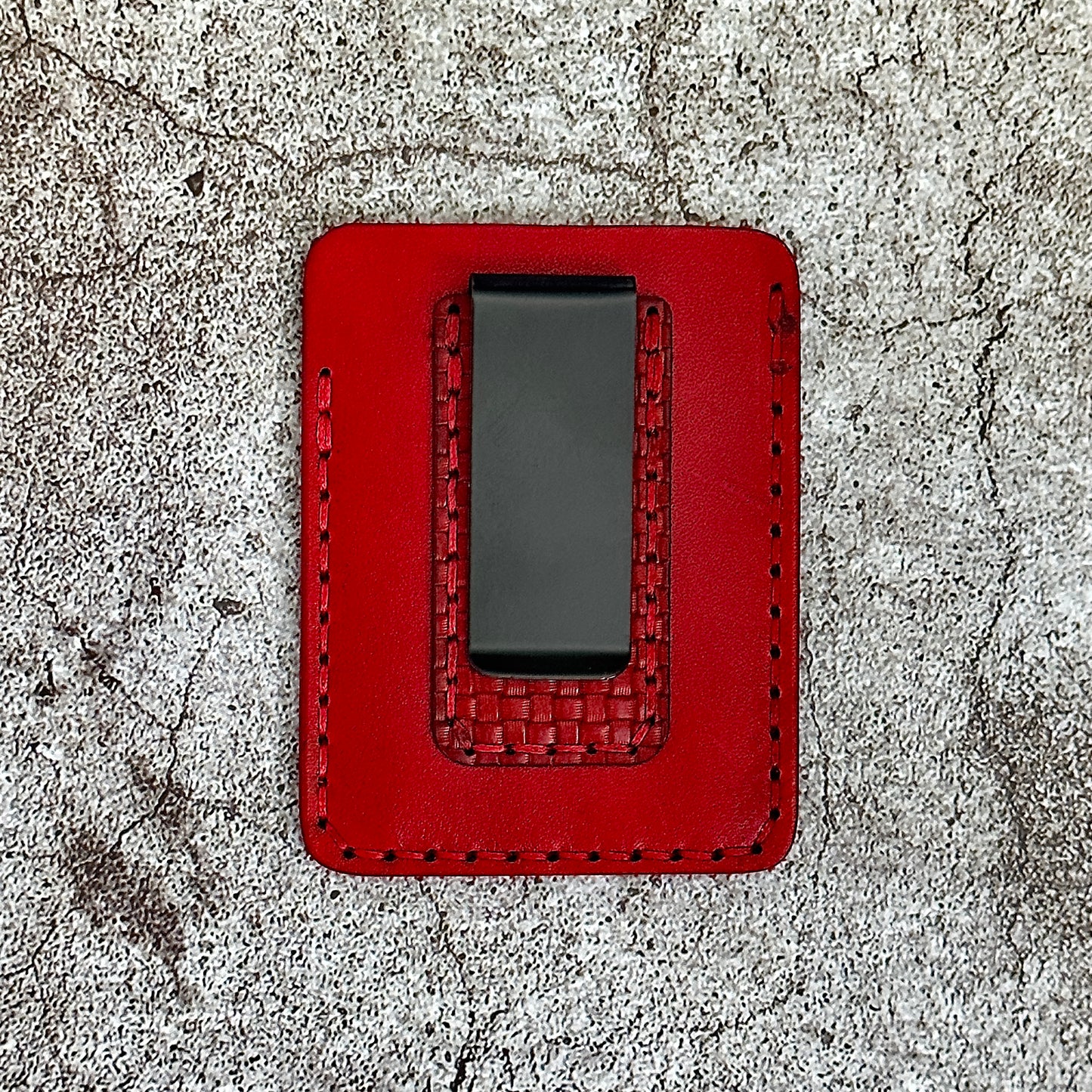The "Clip" Card Holder & Money Clip Weave Pattern | Red |