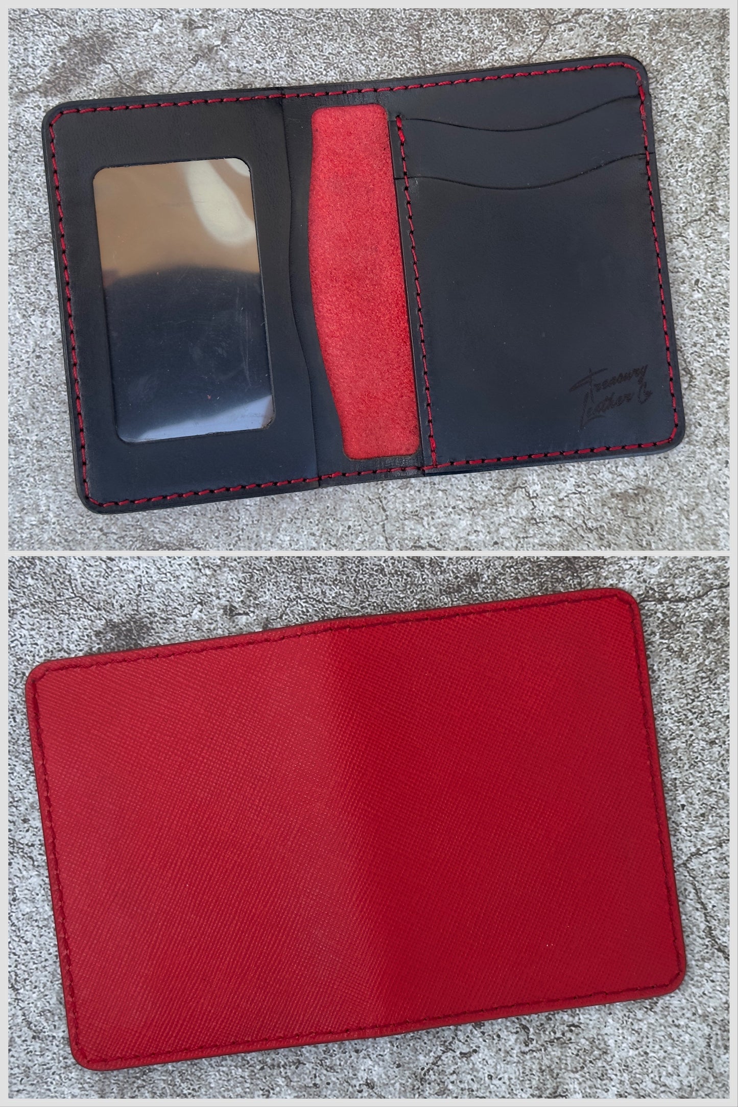 The "Classic" 5 Pocket ID Bifold | Black Red | Card & Cash Holder