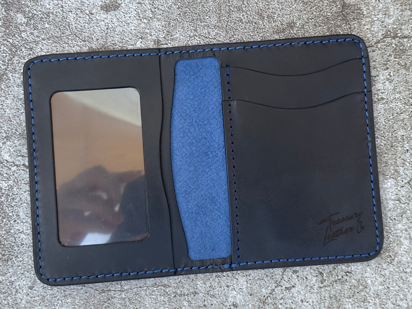 The "Classic" 5 Pocket ID Bifold | Black Blue | Card & Cash Holder