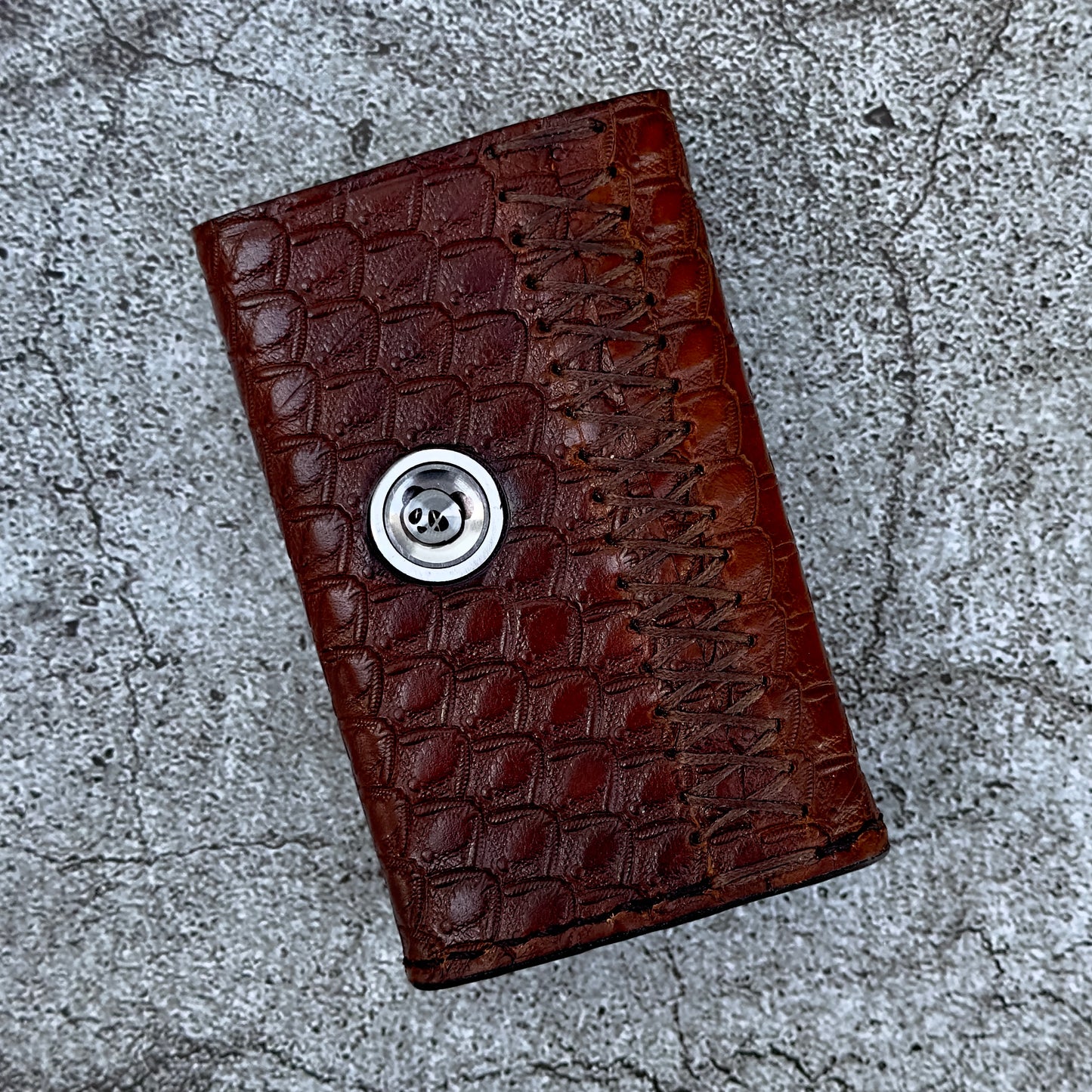| Ready to Ship | Billet Box Rev 4 Hand Tooled Dragon Scales | Caramel Brown |