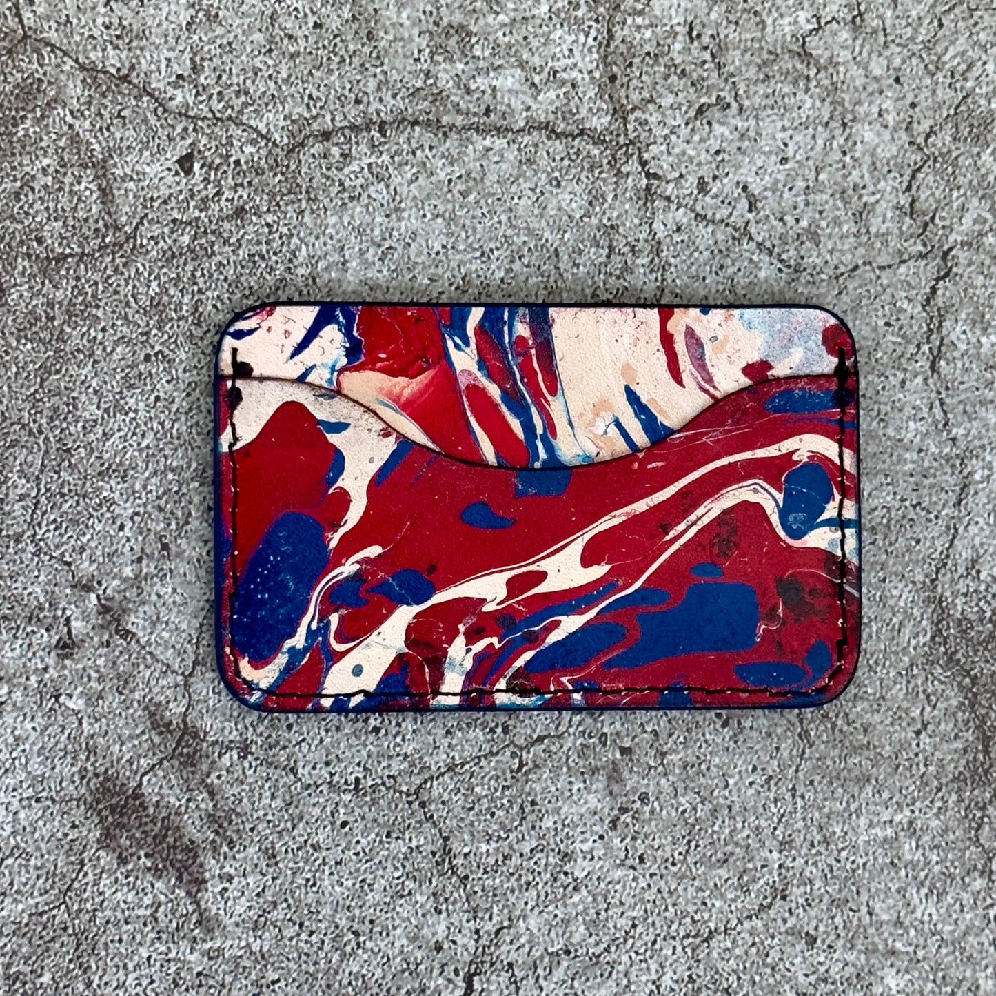 The "Minimalist" Card Holder Marble | Red White Blue |