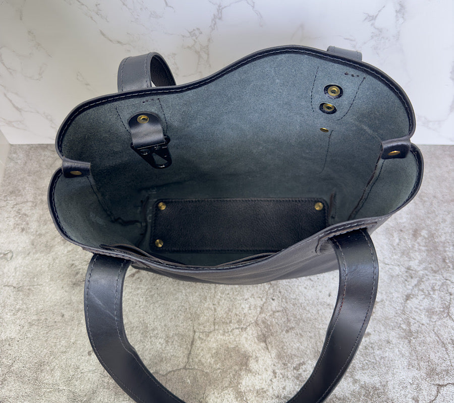 The Everyday Tote | Horween Black Pebble | (Ready to Ship)