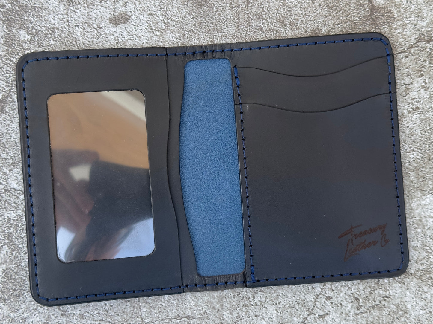 The "Classic" 5 Pocket ID Bifold | Black Blue | Card & Cash Holder
