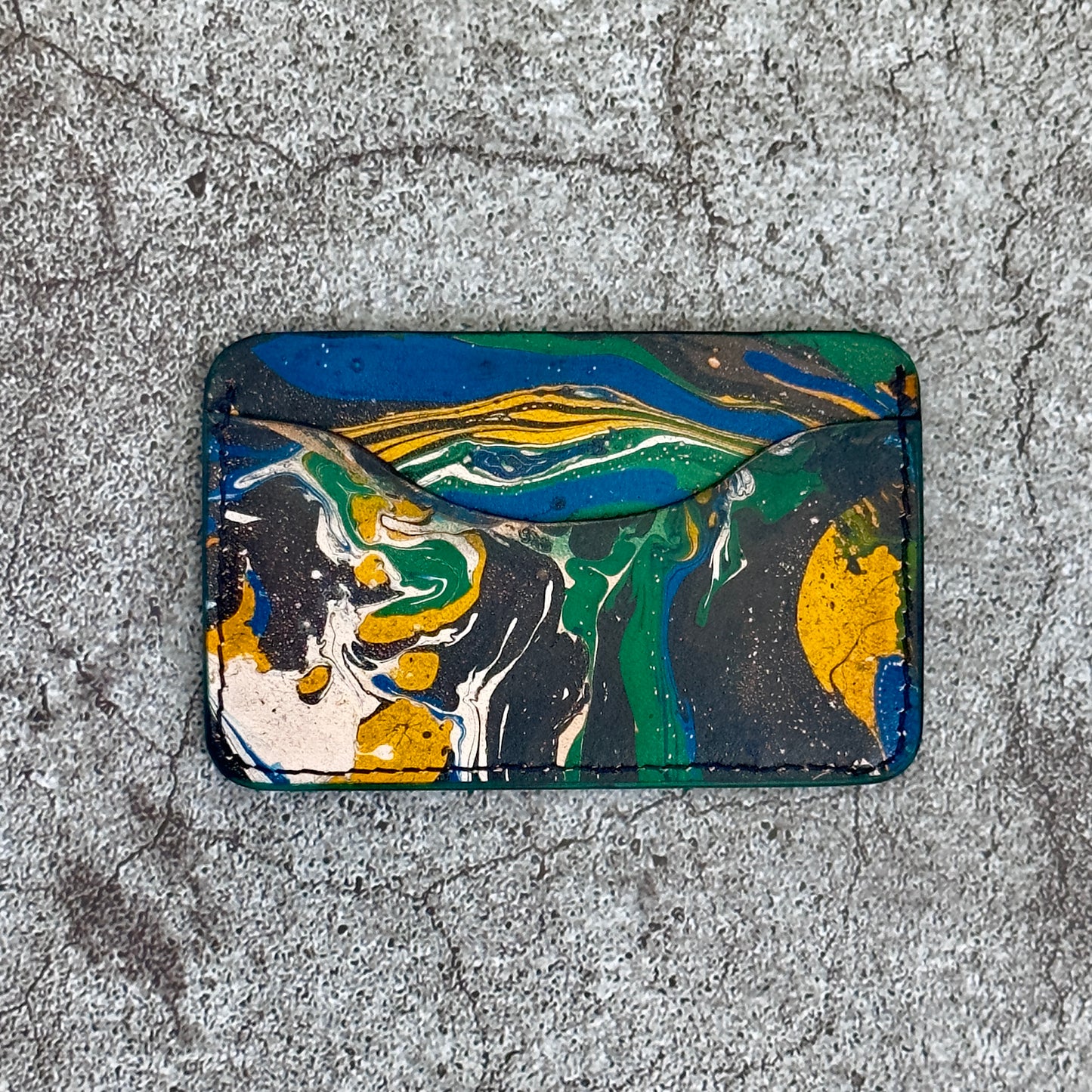 The "Minimalist" Card Holder Marble | Green Yellow Blue Black |