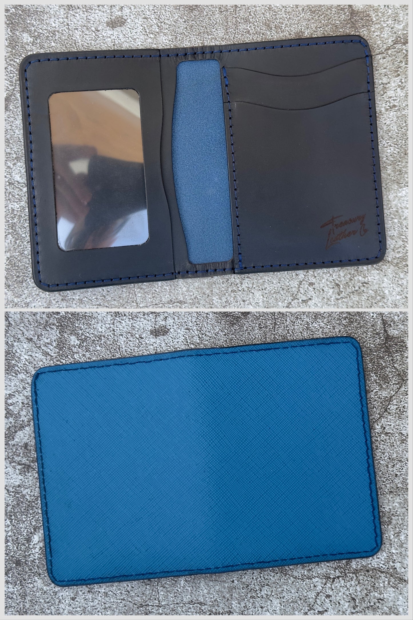 The "Classic" 5 Pocket ID Bifold | Black Blue | Card & Cash Holder