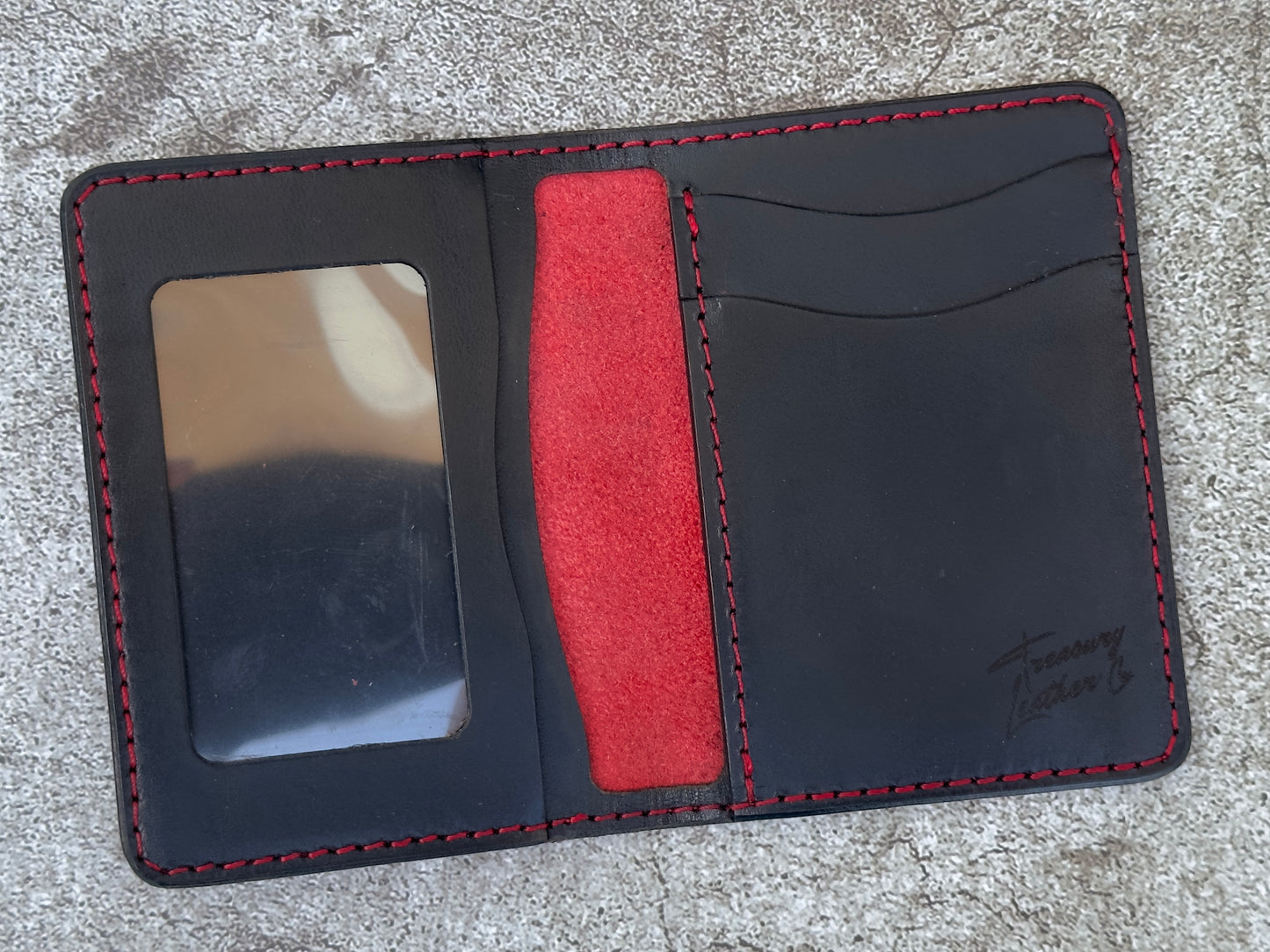 The "Classic" 5 Pocket ID Bifold | Black Red | Card & Cash Holder
