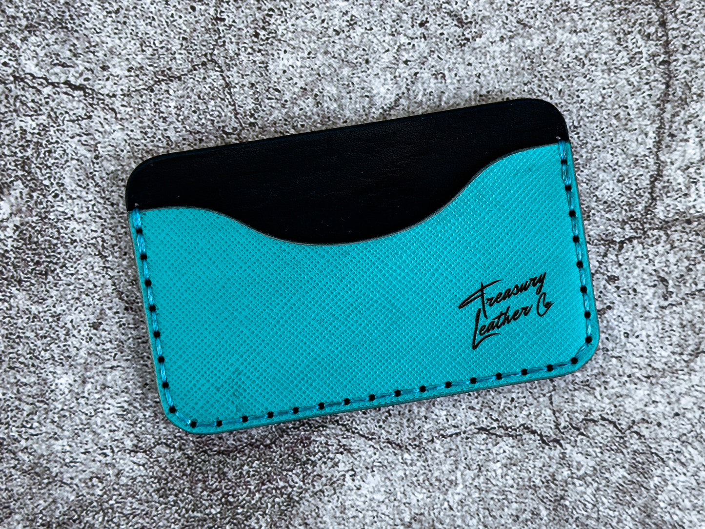 The "Minimalist" Card Holder Saffiano | Tiffany Blue |