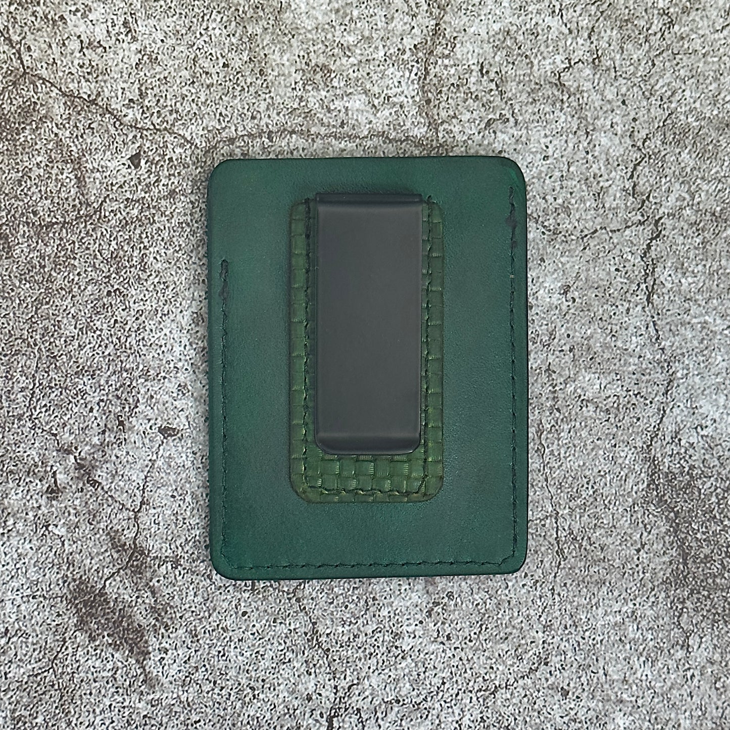 The "Clip" Card Holder & Money Clip Weave Pattern | Green |