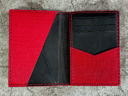 Pocket Organizer 9 Pocket Bifold Wallet | Black Red Double Cross Epi | RFID Protected