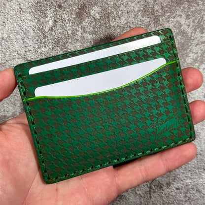 5 Pocket Wallet | RFID Protected | Card & Cash Holder | Houndtooth | Green