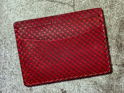 5 Pocket Wallet | RFID Protected | Card & Cash Holder | Dragon Scales | Red