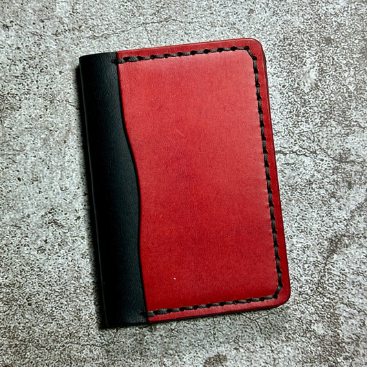 Minimalist Bifold Card Wallet | 4 Pocket | Italian | Red Black