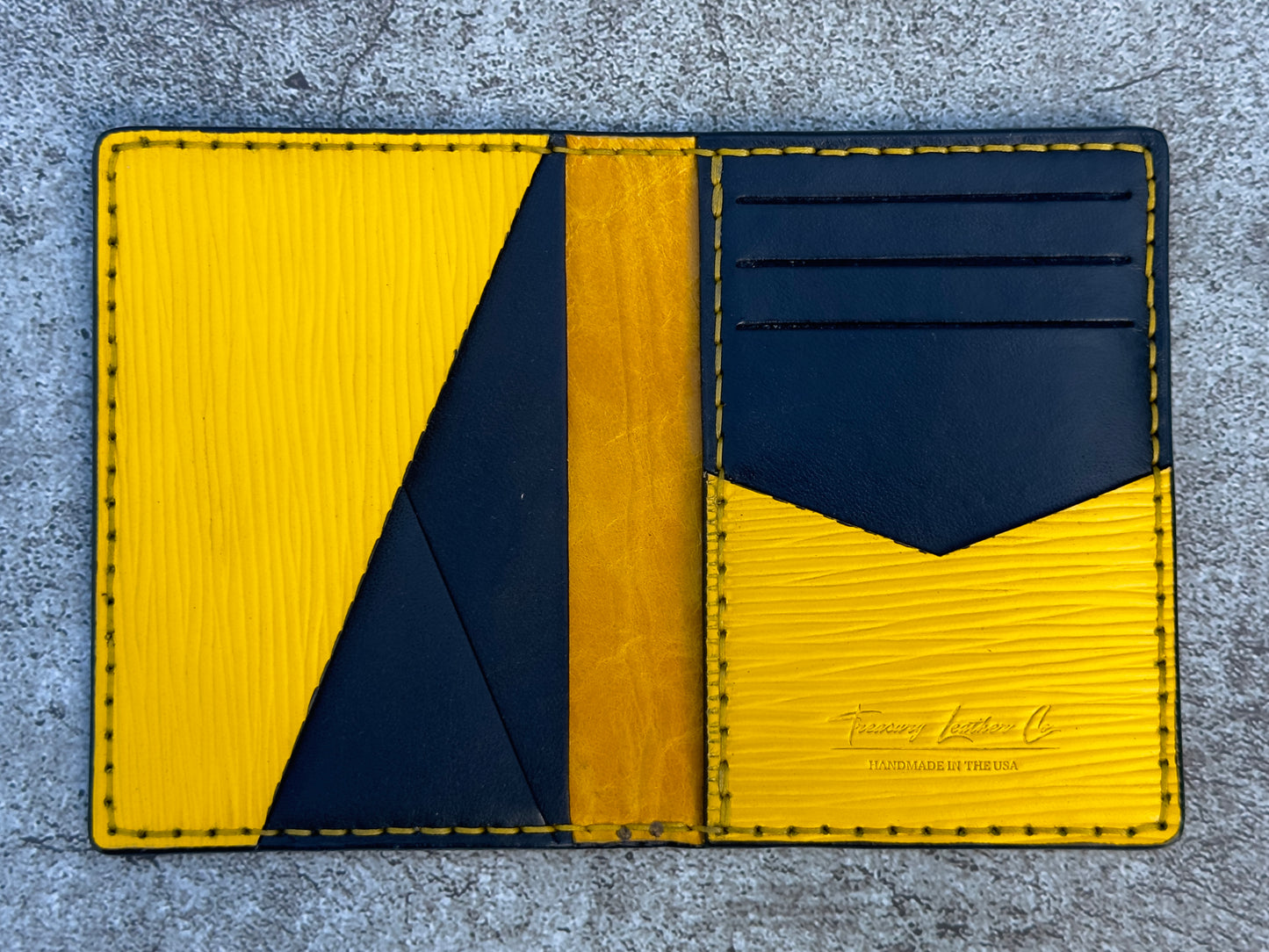 Pocket Organizer 9 Pocket Bifold Wallet | Lemon Yellow Epi | RFID Protected