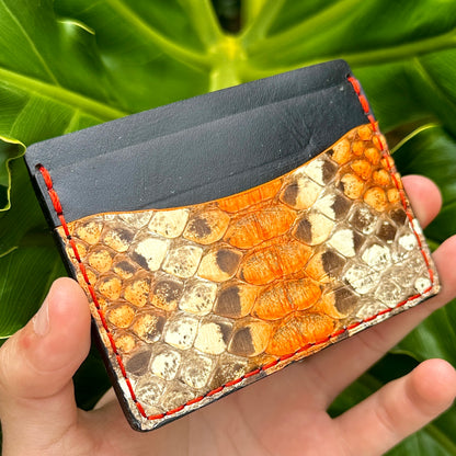 5 Pocket Wallet Python Snake Skin Wallet | RFID |Card & Cash Holder | Orange