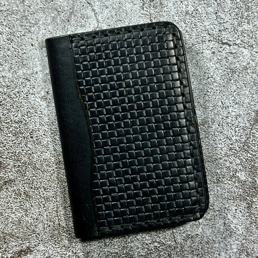 Minimalist Bifold Card Wallet | 4 Pocket | Italian Weave | Black