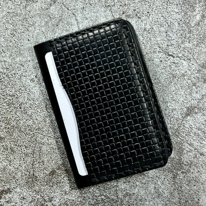 Minimalist Bifold Card Wallet | 4 Pocket | Italian Weave | Black