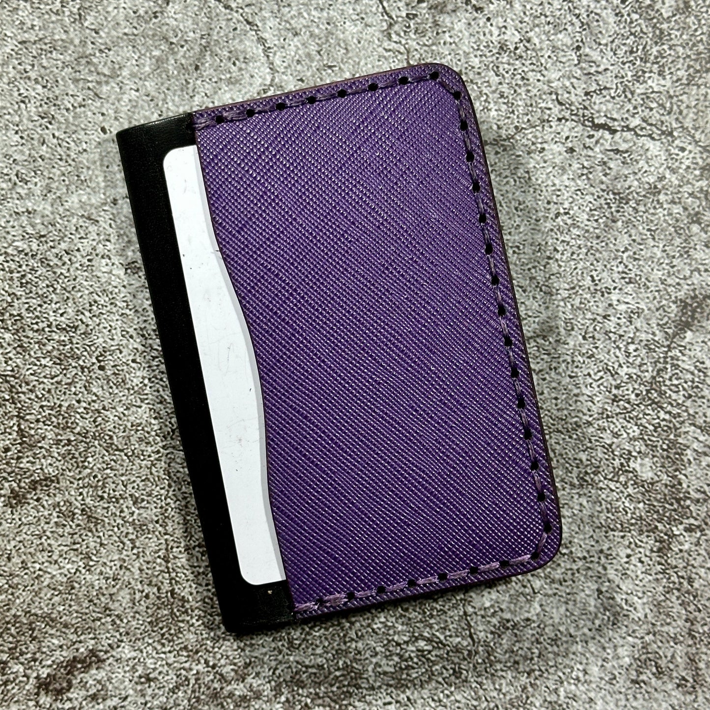 Minimalist Bifold Card Wallet | 4 Pocket | Italian Saffiano | Purple