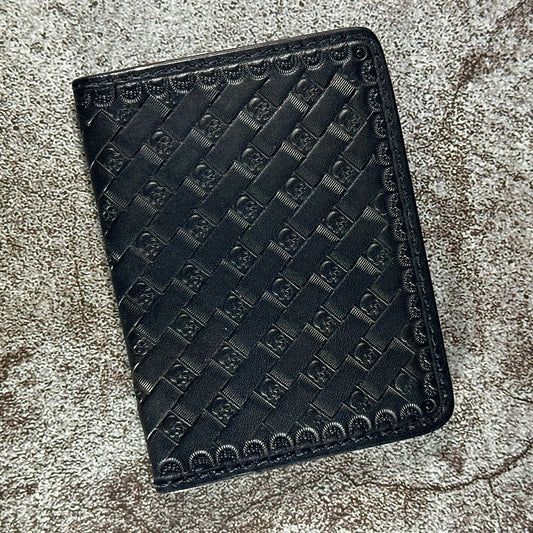 The "Classic" 5 Pocket ID Bifold  | Black Skull Weave | Card & Cash Holder