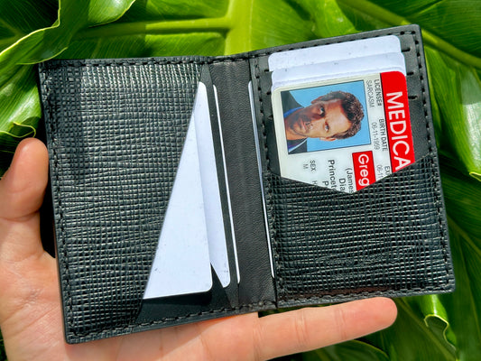 Pocket Organizer 9 Pocket Bifold Wallet | Black Double Cross Epi | RFID Protected