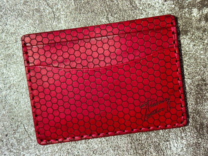 5 Pocket Wallet | RFID Protected  | Card & Cash Holder | Honeycomb | Red