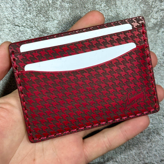 5 Pocket Wallet | RFID Protected  | Card & Cash Holder | Houndtooth | Red