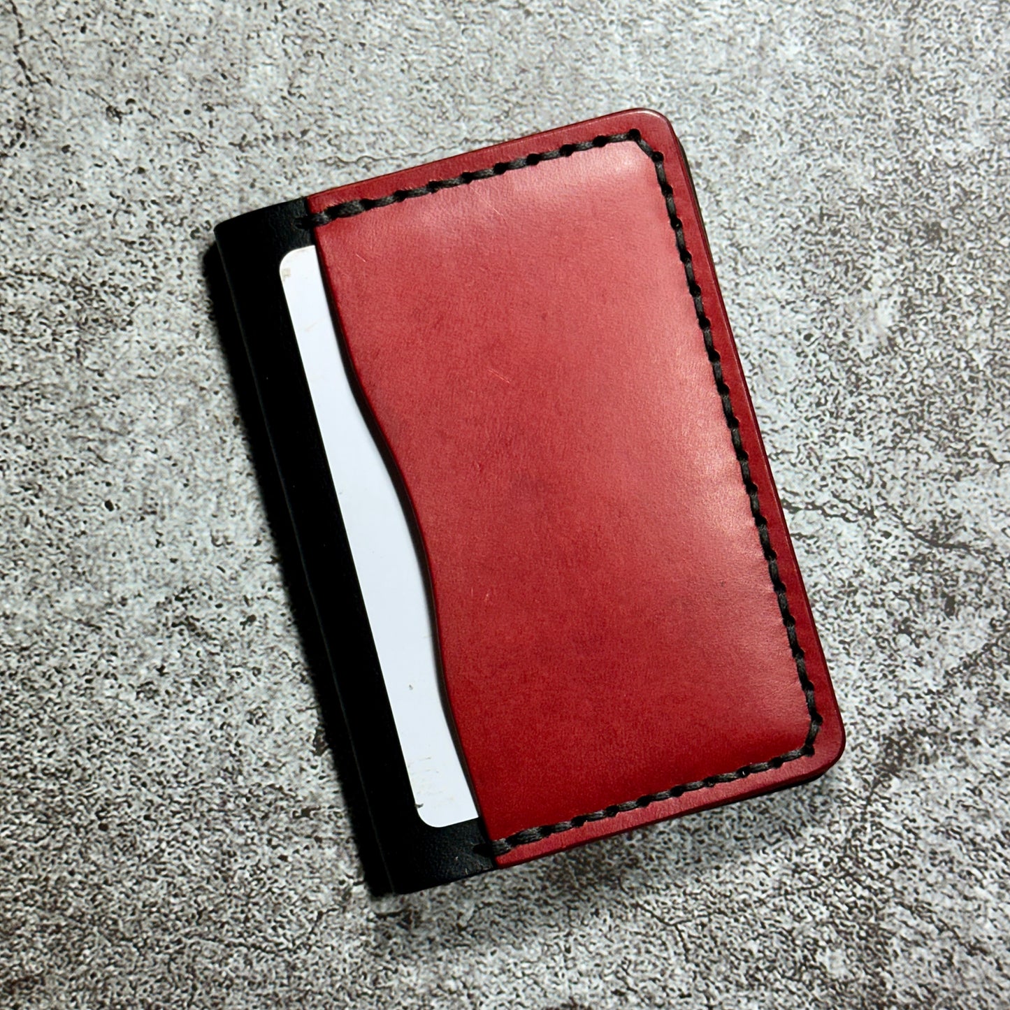 Minimalist Bifold Card Wallet | 4 Pocket | Italian | Red Black