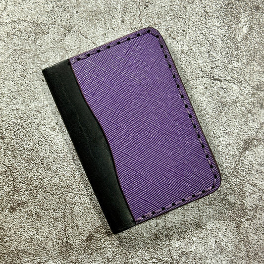 Minimalist Bifold Card Wallet | 4 Pocket | Italian Saffiano | Purple